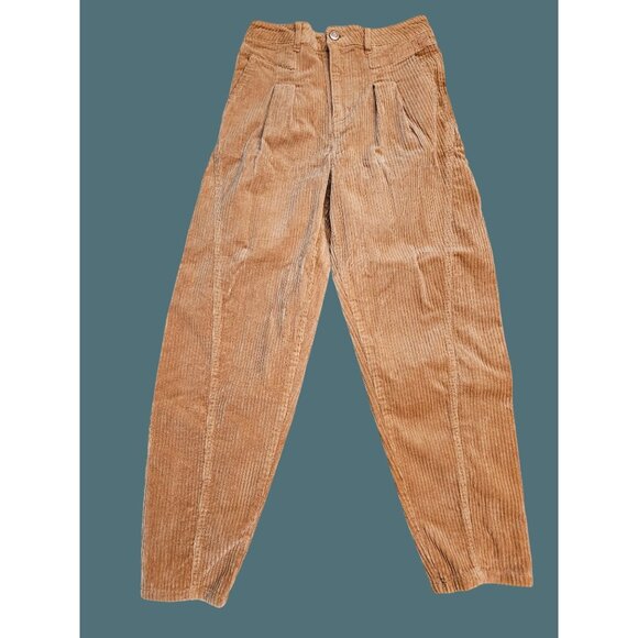 SO Super High Rise Balloon Barrel   Corduroy Pleated Front Grunge Pants Women 7 - Picture 1 of 10
